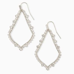 NWT Kendra Scott Sophee Crystal Drop Earrings In Silver